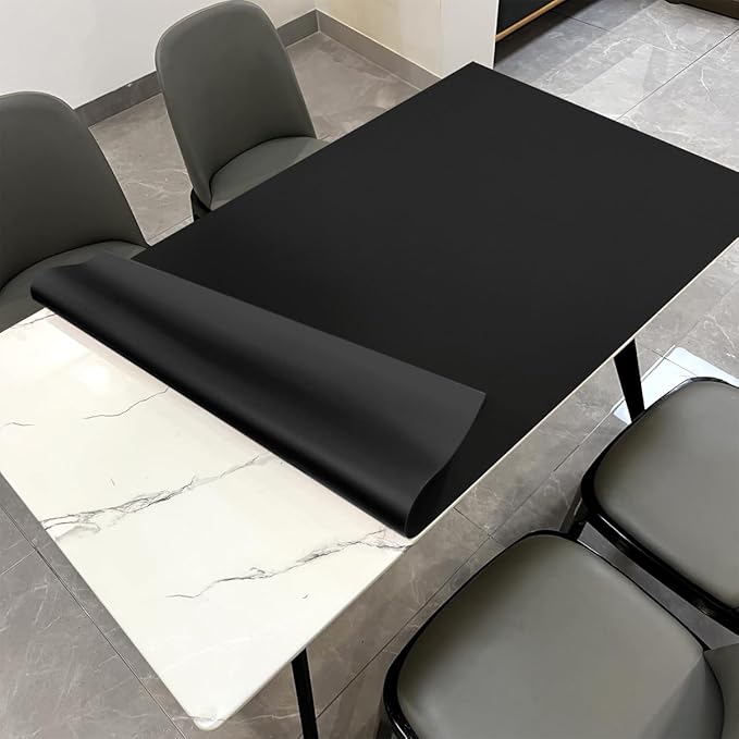 Dining Room Table Cover - 48x84 Inch Waterproof Easy to Clean Can Conceal Flaws Protector The Table Top from Scratches Used for Dining (Black+Black 48x84)