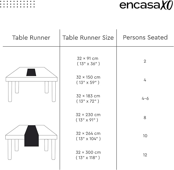 Encasa XO Cotton Dining Table Runner | Buffalo Blue Checks | Size 13x104 in - Machine Washable & Durable