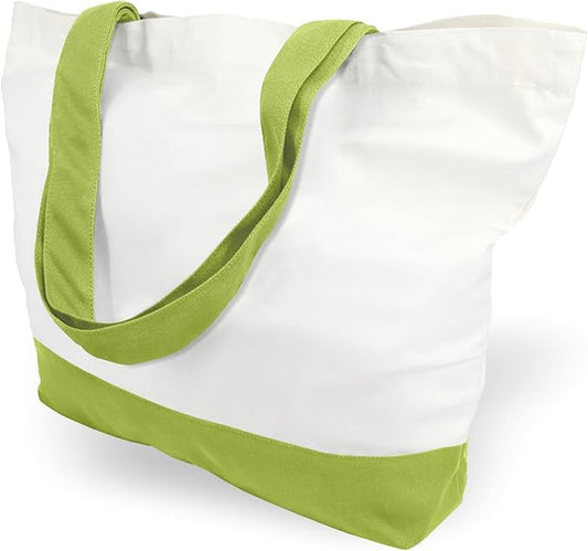 TOPDesign 3-Pack Super Strong Large 12oz Cotton Canvas Tote Bags, Reusable Grocery Shopping Cloth Bags, Fashionable Two-Tone Totes for Crafts, DIY Your Creative Designs