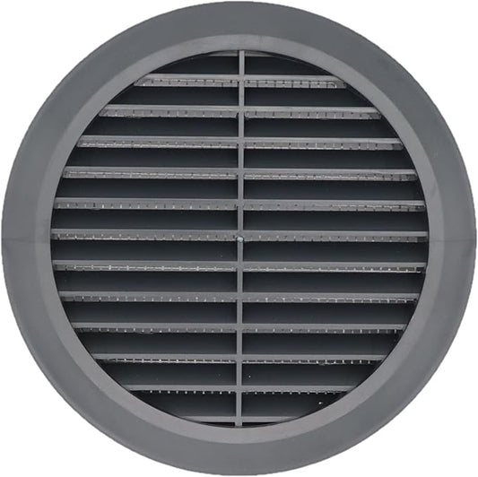 Graphite/Gray 5" Inch Round Ventilation Grille with Insect mesh. (Duct 5Ø / Grille 6Ø) Ventilation Applications. Indoor and Outdoor Vent Cover. Available 3 Sizes / 4 Colors.
