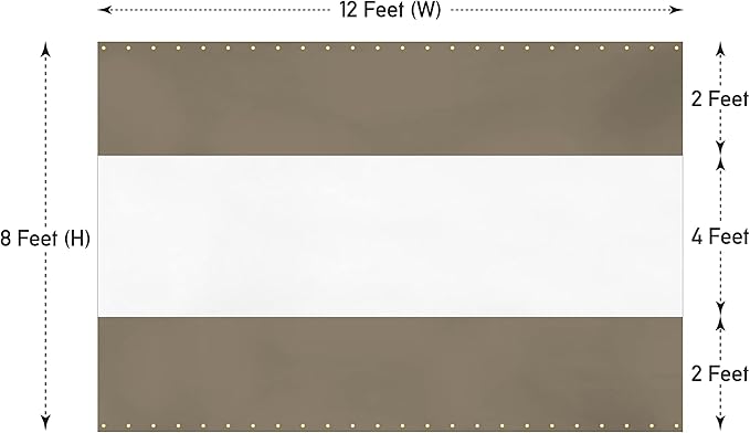 Covers & All Outdoor Clear Panel Curtain, 12 oz Vinyl Outdoor Curtains for Patio, Weather Resistant Waterproof Tarp with Brass Grommets for Pergola, Porch, Gazebos, Balcony (8'H x 12'W Feet, Beige)