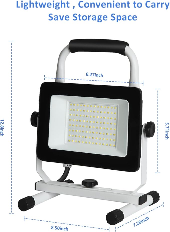 UFOND 6000 Lumen LED Work Light with Stand,60W Waterproof Flood Light, Brightness Switch Adjustable,Super Bright Portable Job Site Worklight with Power Cord for Garage Workshop Car,Outdoor Lighting