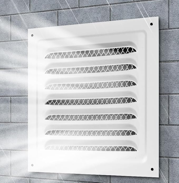 2pcs Attic Vent Soffit Vent Aluminum Wall Vent Metal Shed Vent Square Vent Louver Vent Grille with Built-in Insect Screen for Exterior Door House Attic Garage Ceiling (White 10" x 10"-2 Pack)