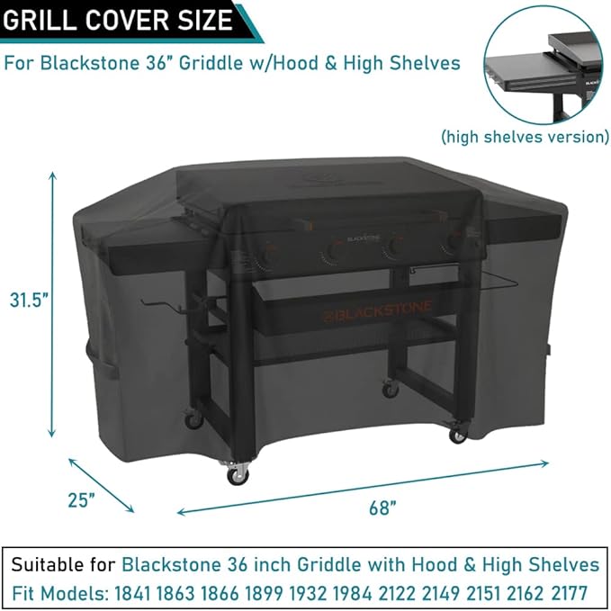 ZJYWSCH Griddle Cover for Blackstone Iron Forged 36" Omnivore Griddle w/Hood 1863 1866 1899 1932 1984 2149 2151 2162 2177 2210 2212 2249 2256 2266 2310 2322 2336 2377 2411 2420