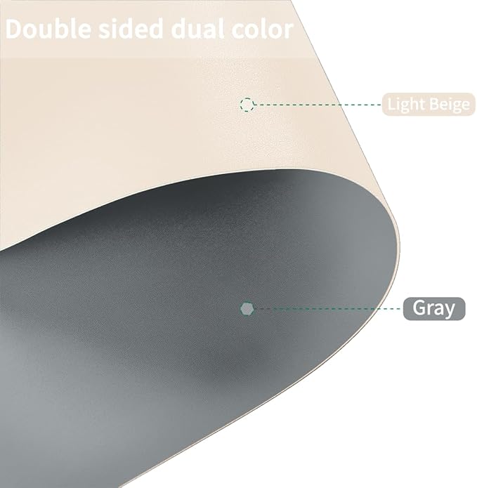 Dining Table Protector Pad for Dining Room Table - Can Be Used On Both Sides Waterproof and Easy to Clean Good Flatness Used for Dining Table(Off White+Light Gray 54x98)