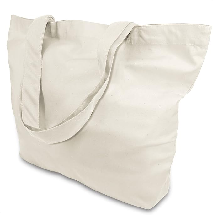 TOPDesign 6-Pack Super Strong Large 12oz Cotton Canvas Tote Bags, Reusable Grocery Shopping Cloth Bags, Fashionable Two-Tone Totes for Crafts, DIY Your Creative Designs