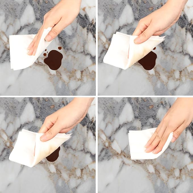 Natural Marble Texture Round Table Cloth Cover, Elastic Edge Waterproof Wipeable Tablecloths 36"-42" Polyester Tablecloth for Party Restaurant Banquet Holiday Camping Outdoor Picnic