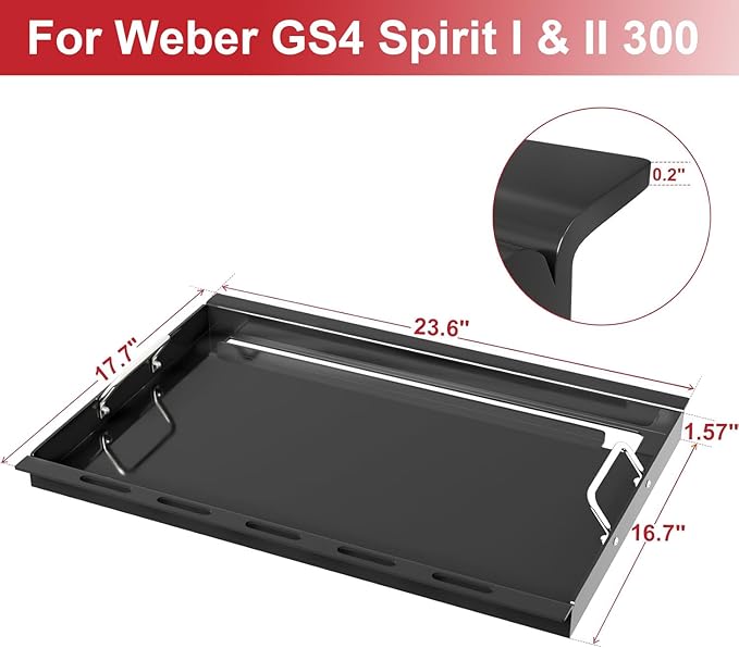 6787 Full Size Griddle Insert for Weber Spirit I & II 300 Series Gas Grills, Flat Top Grill Griddle Replacement for Weber GS4 Spirit 2 Grill Parts E310 S310 E320 S320 Grills, Carbon Steel