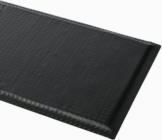 3 x 5 FT Anti Fatigue Mats Industrial 15/16 Inch Thick Soft Sponge Ergonomic Mat Durable Heavy Duty Diamond Plate for Standing Non Slip Industrial Grade Floor Mat for Leg & Back Pain (Black)