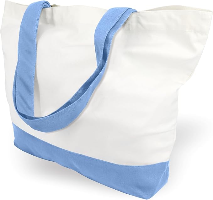 TOPDesign 3-Pack Super Strong Large 12oz Cotton Canvas Tote Bags, Reusable Grocery Shopping Cloth Bags, Fashionable Two-Tone Totes for Crafts, DIY Your Creative Designs