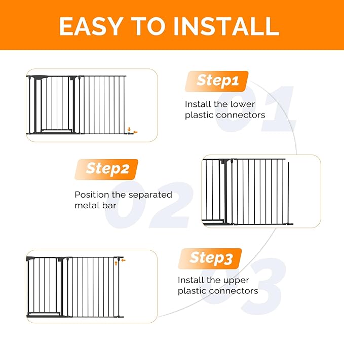Bonnlo Baby Safety Gate, 82-Inch Configurable Walk-Through Fence for Toddler/Pet/Dog/Cat/Puppy, Adjustable Metal Barrier for Fireplace/Stairs/Doorways