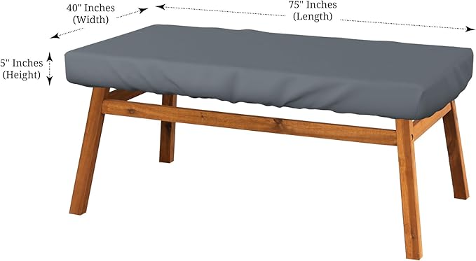 Covers & All Rectangle Table Top Cover, 12 Oz Waterproof UV & Weather Resistant Patio Table Cover, Outdoor Table Cover for Patio Furniture (75" L x 40" W x 5" H, Gray)