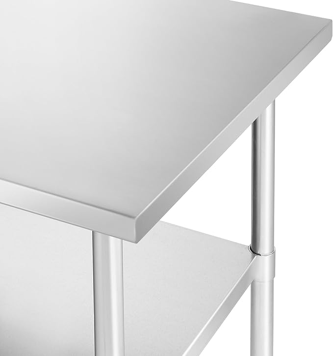 KUTLER Stainless Steel Table 24 x 12 Inches, NSF Heavy Duty Commercial Kitchen Prep and Work Table with Undershelf for Restaurant, Hotel, Home