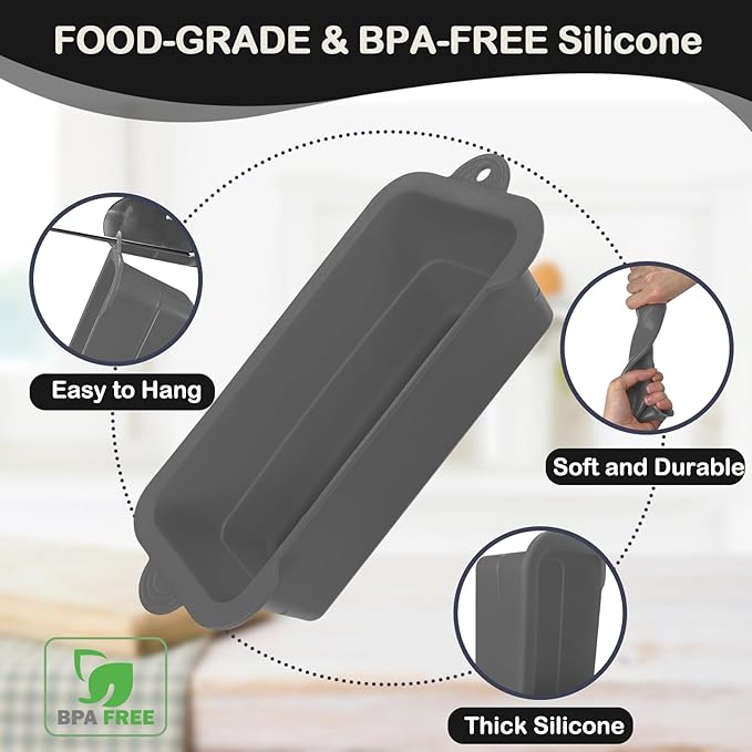 Silicone Grease Cup Liners for Blackstone 36 28 22 17 Inch Griddle, 2 Pack Reusable Grease Catcher Liner Grill Grease Tray Accessories for Blackstone, Grey