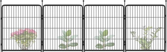 FXW Garden Fence Outdoor for The Yard – 32in(H) x 9.1ft(L) Heavy Duty Metal Animal Barrier for Dog and Rabbit, Decorative Dog Fence, 4 Panels, Black