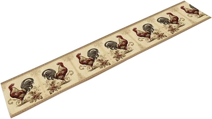 Farmhouse Rooster Table Runner, Vintage Rooster Retro Farmhouse Country Chicken Coffee Table Center Decor for Home Kitchen Dining Patio Holiday Party Indoor Outdoor Table Decorations 13"x90"