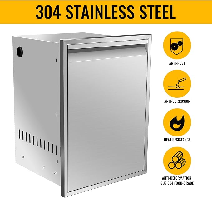 Outdoor Kitchen Stainless Steel Triple Access BBQ Drawers With Handle For BBQ Island Patio Grill Station,Trash Drawer