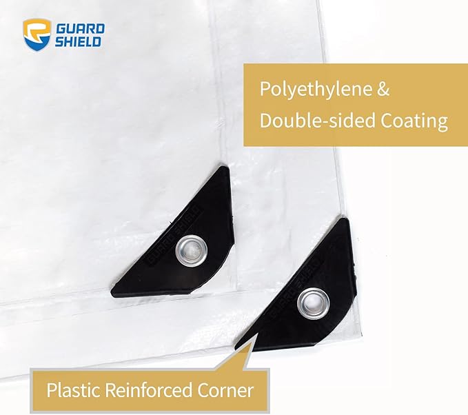 GUARD SHIELD White Tarp 10x10 Feet Medium Duty All Purpose Poly Tarps Cover 7mil