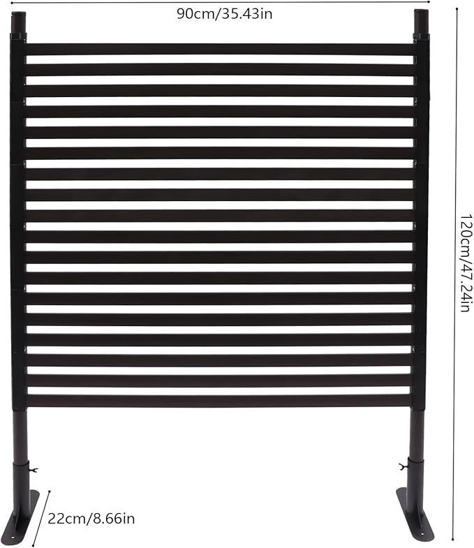 Outdoor Freestanding Privacy Screens, 35.4" W x 47" H Metal Slatted Decorative Panels with Stand, Brown Backyard Privacy Panels for Garden Patio