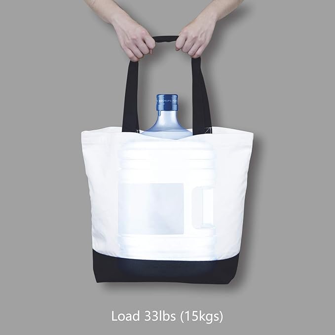 TOPDesign 6-Pack Super Strong Large 12oz Cotton Canvas Tote Bags, Reusable Grocery Shopping Cloth Bags, Fashionable Two-Tone Totes for Crafts, DIY Your Creative Designs