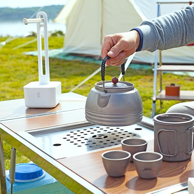 Wild Journey IGT 304 Stainless Steel Folding Table Portable Outdoor Vacation Party Camping Picnic BBQ Tools Tea Cooker Set (IGT Tea Tray)