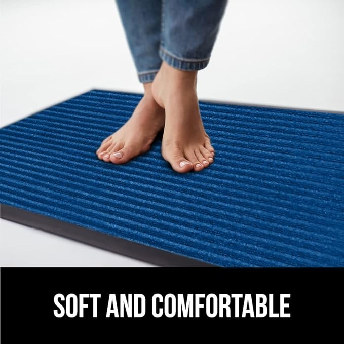 GORILLA GRIP Waterproof Traffic Guard Door Mat, 35x23, Heavy Duty Entryway Mats, Strong Rubber Back Commercial Utility Rugs for Office Hallway, Garage Floor and Home, Low Profile Carpet Runner, Blue