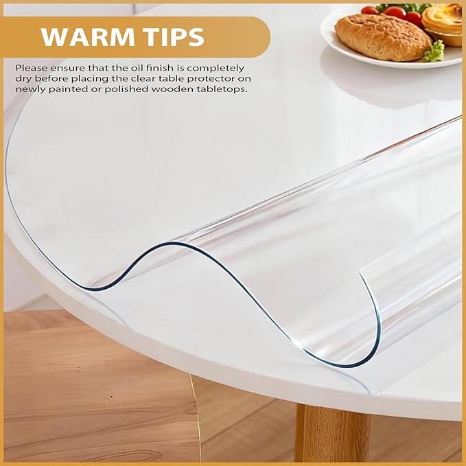 Round Clear Table Cover Protector 28 Inch - 2mm Thick Waterproof PVC Furniture Protective Pad for Dining Room Tabletop