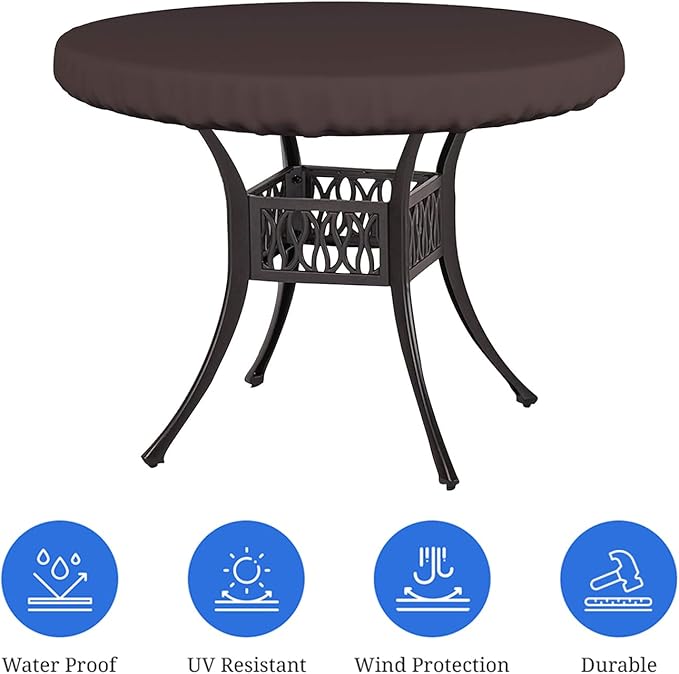 Covers & All Round Table Top Cover, 18 Oz Heavy Duty Waterproof UV & Weather Resistant Patio Table Cover, Outdoor Table Cover for Patio Outdoor Furniture & Coffee Table, (36" Dia x 4 H Inches, Coffee)