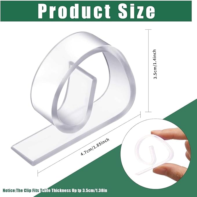 Eccliy 300pcs Transparent Clear Tablecloth Clips Plastic Table Cloth Clips Windproof Table Cover Holder Clamps Tablecloth Cloth Holder for Christmas Wedding Party Indoor Outdoor Camping Picnic (Curve)