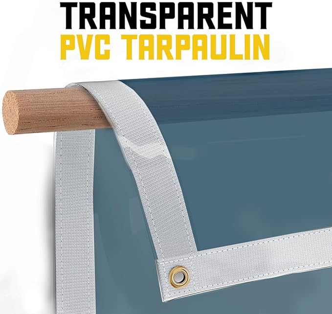 Core Tarps 30 Mil Extreme Heavy Duty Clear Tarp with Gromments - 20x24ft Super Clear Tarps Heavy Duty Waterproof Vinyl Tarpaulin, Transparent Tarp for Outdoor, Camping & Construction, Clear Blue