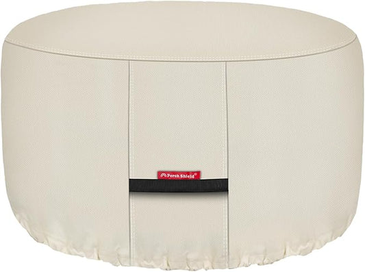 Porch Shield Fire Pit Cover - Waterproof 600D Heavy Duty Fade Resistant Round Patio Fire Bowl Cover Beige - 42 inch