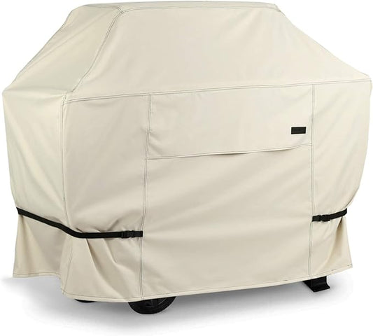NettyPro BBQ Grill Cover 56 inch Heavy Duty Waterproof Outdoor 2-3 Burners Gas Grill Cover for Outside Weber, Char-Broil, Brinkmann, Nexgrill Barbecue, Beige