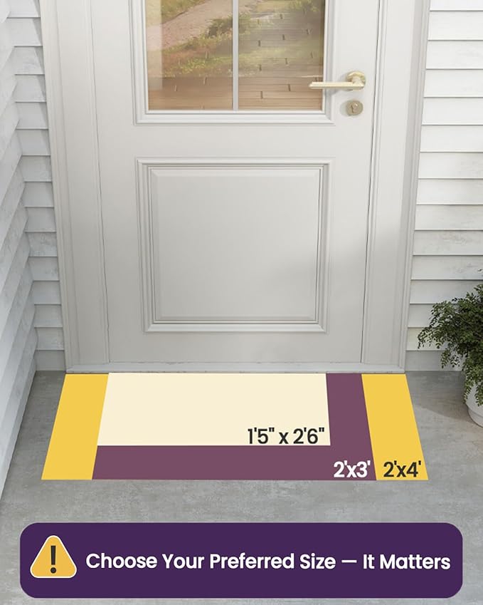 DEXI Front Door Mat Outside Entrance, 2x3 ft Rubber Entry Doormat Heavy Duty, Welcome Mats Non Slip for Inside House Floor Entryway Back Doors Exterior Patio, Diamond Black