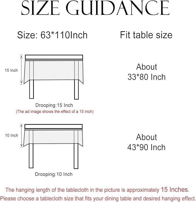 French Extra Long Tablecloth for Rectangle Table,Linen Orange Floral Wrinkle Resistant Tablecloths,Decor Table Cover for Kitchen,Dining,Party,Thanksgiving,Christmas,63"*110"-Milch