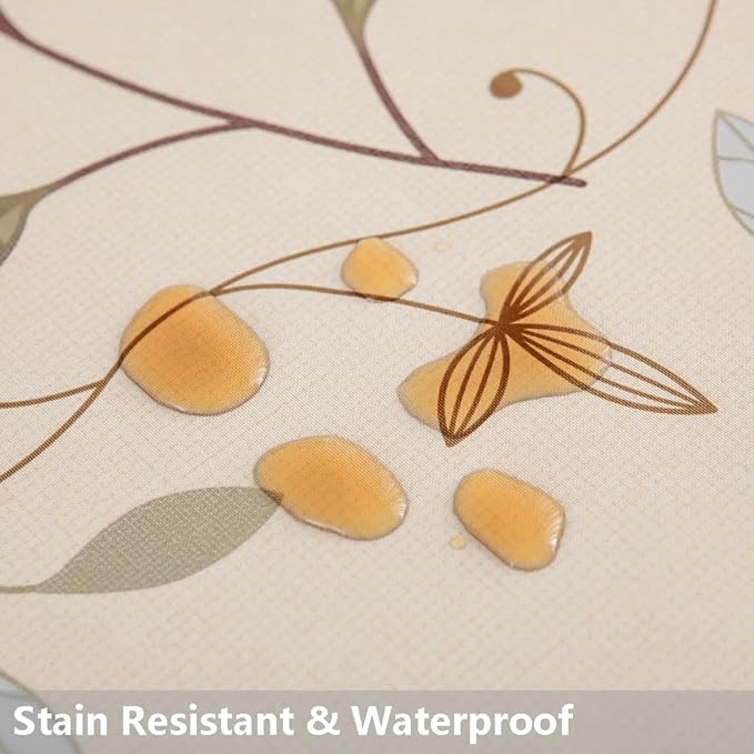TruDelve Heavy Duty Vinyl Tablecloth Beige Plastic Table Cloth Waterproof Wipeable Oilcloth Table Cloth Rectangle Table (54'' x 78'', Leaves)
