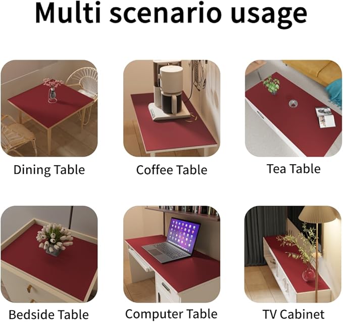 Dining Table Cover for Dining Room Table - Can Be Used On Both Sides Waterproof and Easy to Clean Good Flatness Used for Dining Table(Black+Wine Red 44x60)