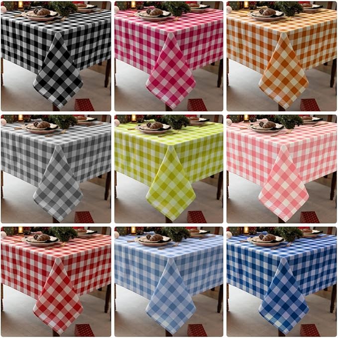 Gingham Tablecloth Fabric - Oblong 58x120 Water Resistant Irish Table Cloth for Indoor Use - Christmas Tabletop Cover Perfect for Birthday, Picnics, Gardens, and Saint Patricks Day