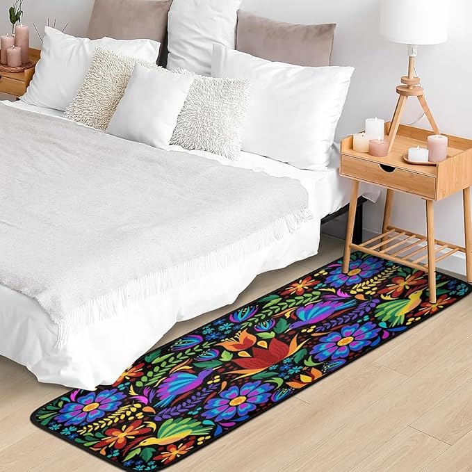 Floral Mexican Birds Doormat Area Rugs Floor Mat for Patio Front Door Entry Garage Kitchen Bathroom 72x24 in