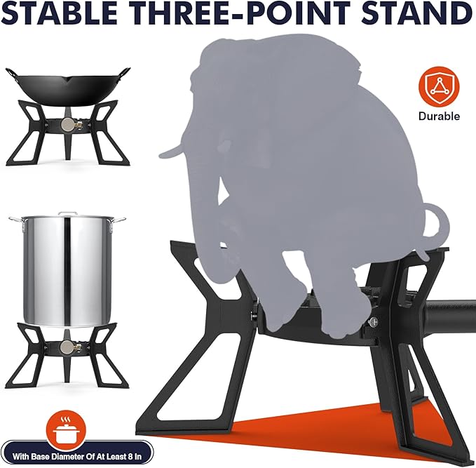 Llamaviva 100,000 BTU Portable Propane Gas Stove with Tripod Stand – High-Pressure Single Burner Outdoor Gas Cooker for Camping, Hiking, Boiling, Frying, and Outdoor Cooking