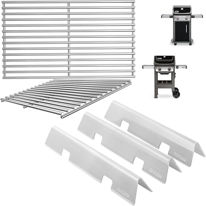 Grill Parts for Weber GS4 Spirit II & I E210 S210 E220 S220, GS4 Spirit 2 Grill Parts for Weber Flavorizer Bars 7635 67045 69796, Grates 7637 Replacement for Weber Spirit 2 Burner Kit, Stainless Steel