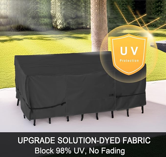 NettyPro Patio Table Cover Rectangular 88 x 60 Inch, Waterproof Outdoor Furniture Set Covers for Dining Table and Chair Rectangle, Black