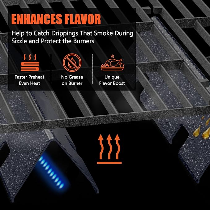 QuliMetal 7735 15.3" Flavorizer Bars for Weber Spirit E210, E220, S210, S215, Spirit 200 & GS4 Spirit II E210, Spirit II E220 with Front Control, 16GA Porcelain Steel Grill Heat Plates