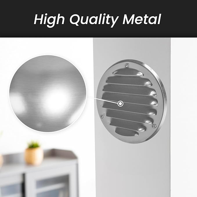 Repa Market 4'' Inch (Opening Dimensions) Anthracite Steel Vent Cover - Round Soffit Vent - Air Vent Louver - Built-in Screen Mesh - HVAC Ventilation Grille - 5.50" Inch (Outer Dimensions)