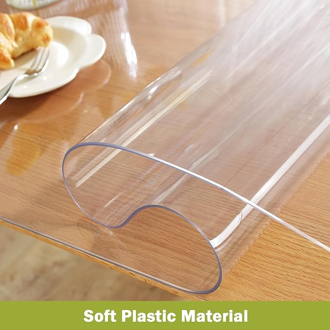 Clear Table Protector 18 x 24 Inch, 1.5mm Thick Plastic Table Cover, Waterproof PVC Clear Table Cover Protector, Desk Protector Mat, Writing Desk Pad for Desktop, Coffee & Dining Room Table