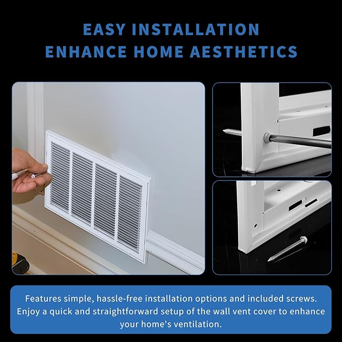 20 x 20 Return Air Grille [Duct Opening Size],Return Air Vent Cover for Wall Or Ceiling,Steel Return Air Filter Grilles Removable Face/Door for 1 Inch Filters (20"W x 20"H [Duct Opening])
