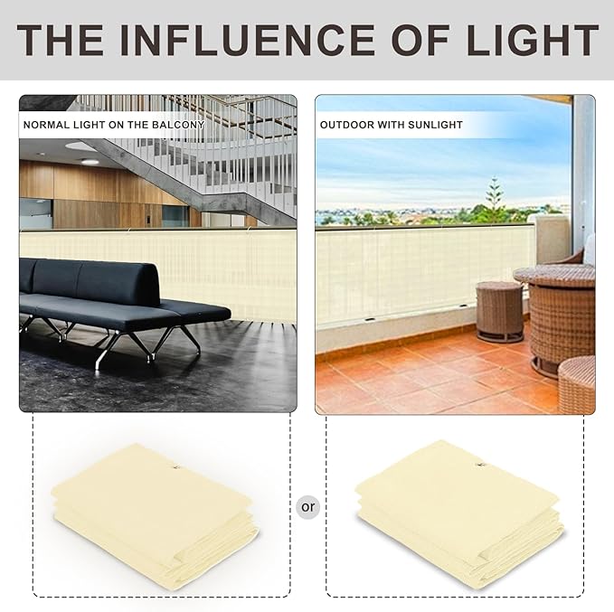 LOVE STORY 3'x6' Butter Cream Balcony Screen Privacy Fence Cover UV Protection (HDPE) Weather-Resistant 3 FT Height Shield for Deck, Patio, Backyard, Outdoor Pool, Porch, Railing