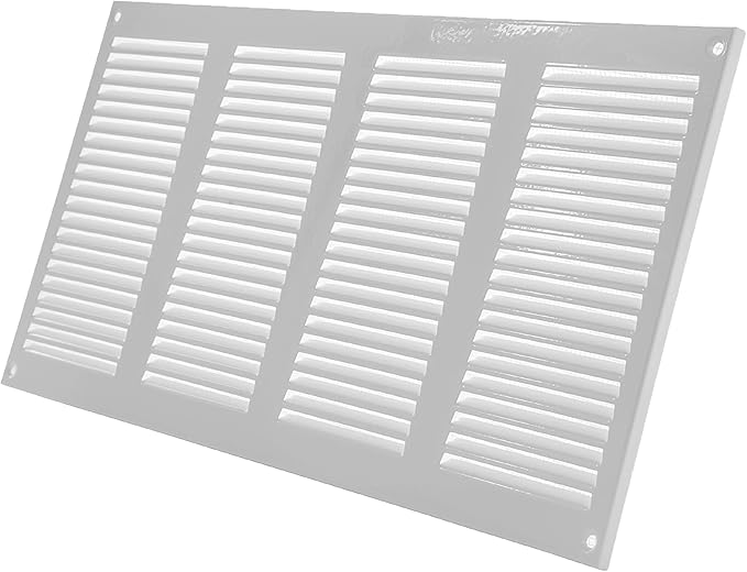 Vent Systems 16'' x 8'' Inch (Overall Dimensions) White Metal Air Vent Cover - Louvered Rectangular Return Grill with Built-in Protective Mesh Screen - HVAC Ventilation Grille for Home Improvement