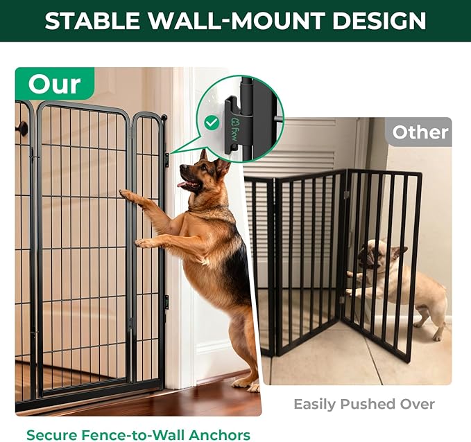 FXW Dog Gate Extra Wide Designed for Indoor Use, Adjustable Width Up to 165-inch Wide (45" H 6 Wire Panels for Large Dogs), Black