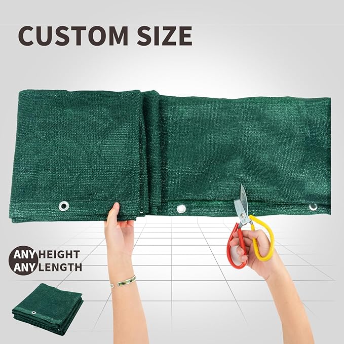 LOVE STORY Custom Size 3'x9' Dark Green Balcony Privacy Screen,UV Block Privacy Fence Screen,90% Shield for Outdoor Pool Garden Apartment Railing
