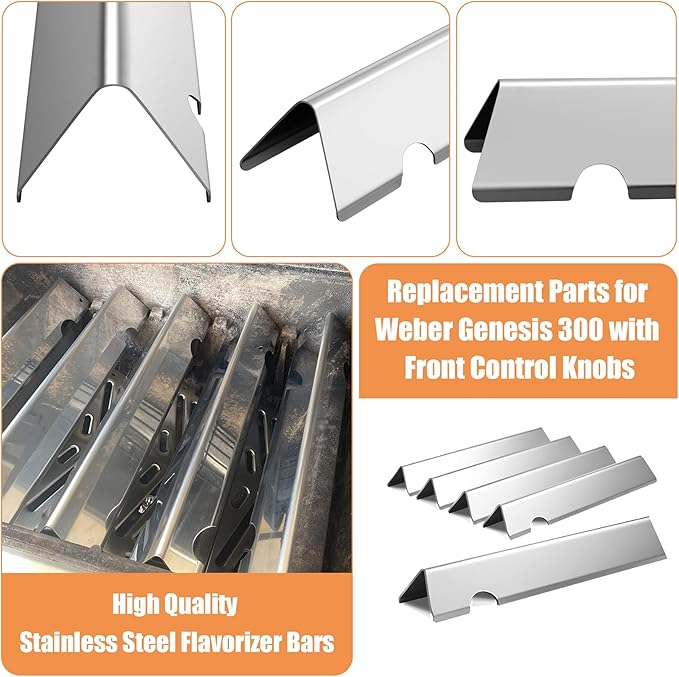 Genesis Grill Replacement Parts 7524 7528 Grates 7621 7620 Flavorizer Bars for Weber Genesis 300 Grills with Front Controls Knobs, Genesis 300 310 330 E330 E310 S310 S330 EP330 S320 E320 Grill Parts